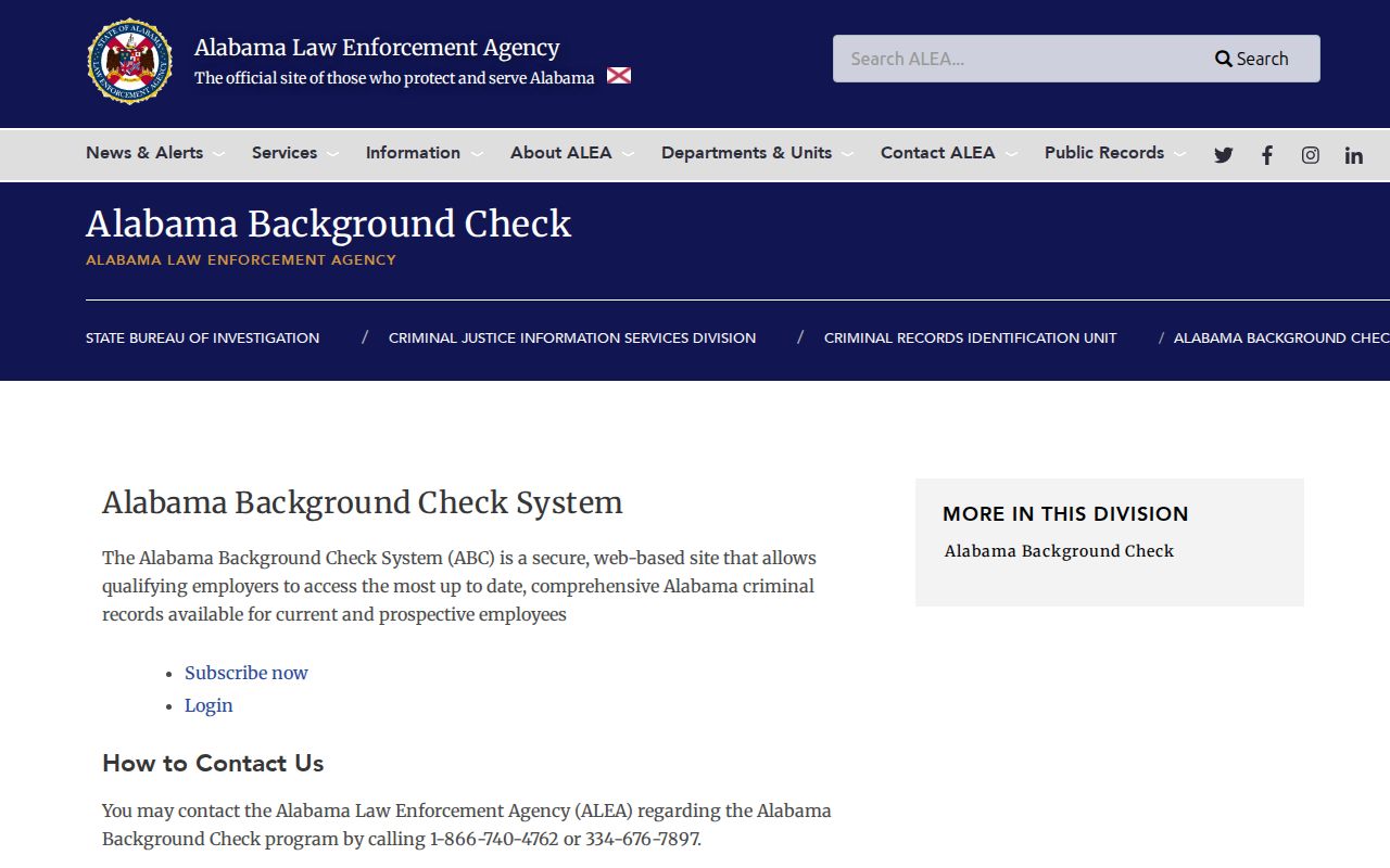 Jefferson County criminal court records ALEA background check source