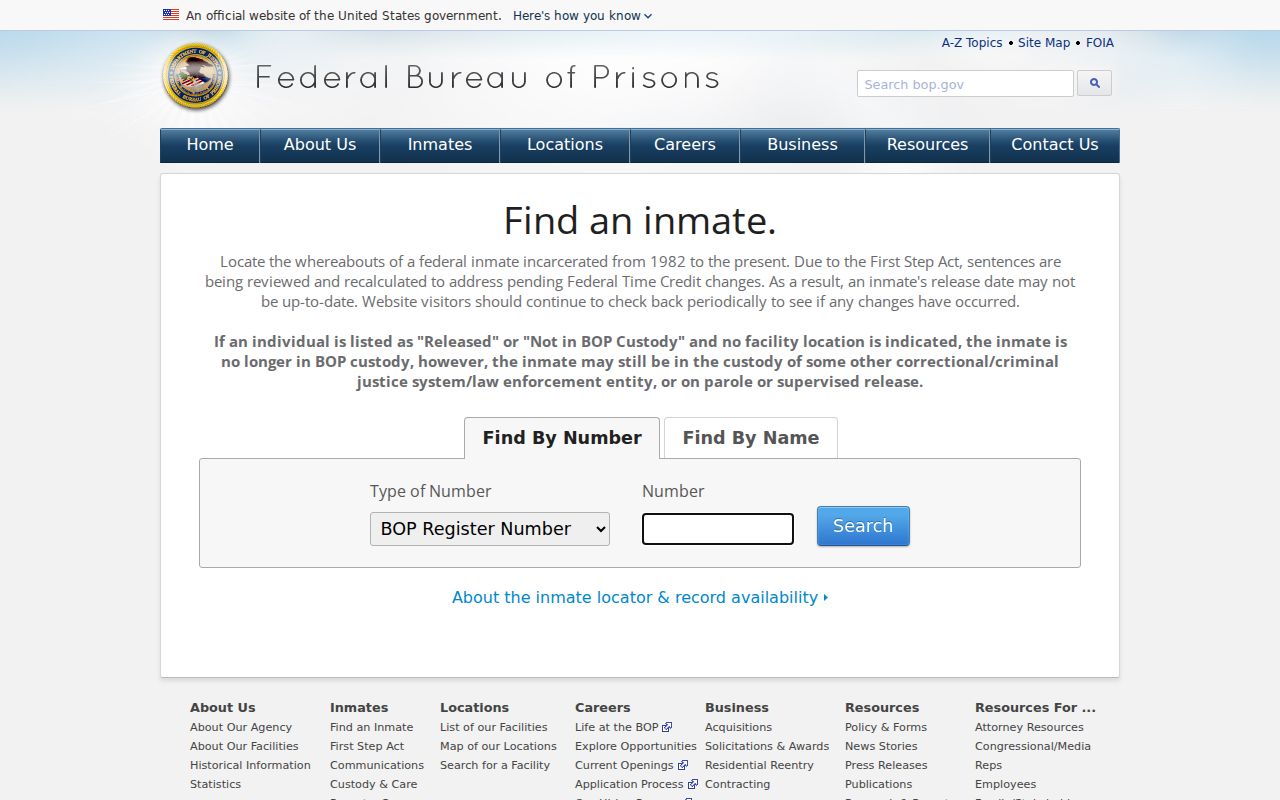 Jefferson County inmate records federal Bureau of Prisons locator