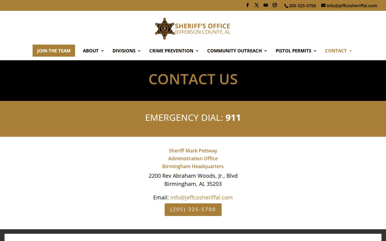 Jefferson County inmate records sheriff contact page