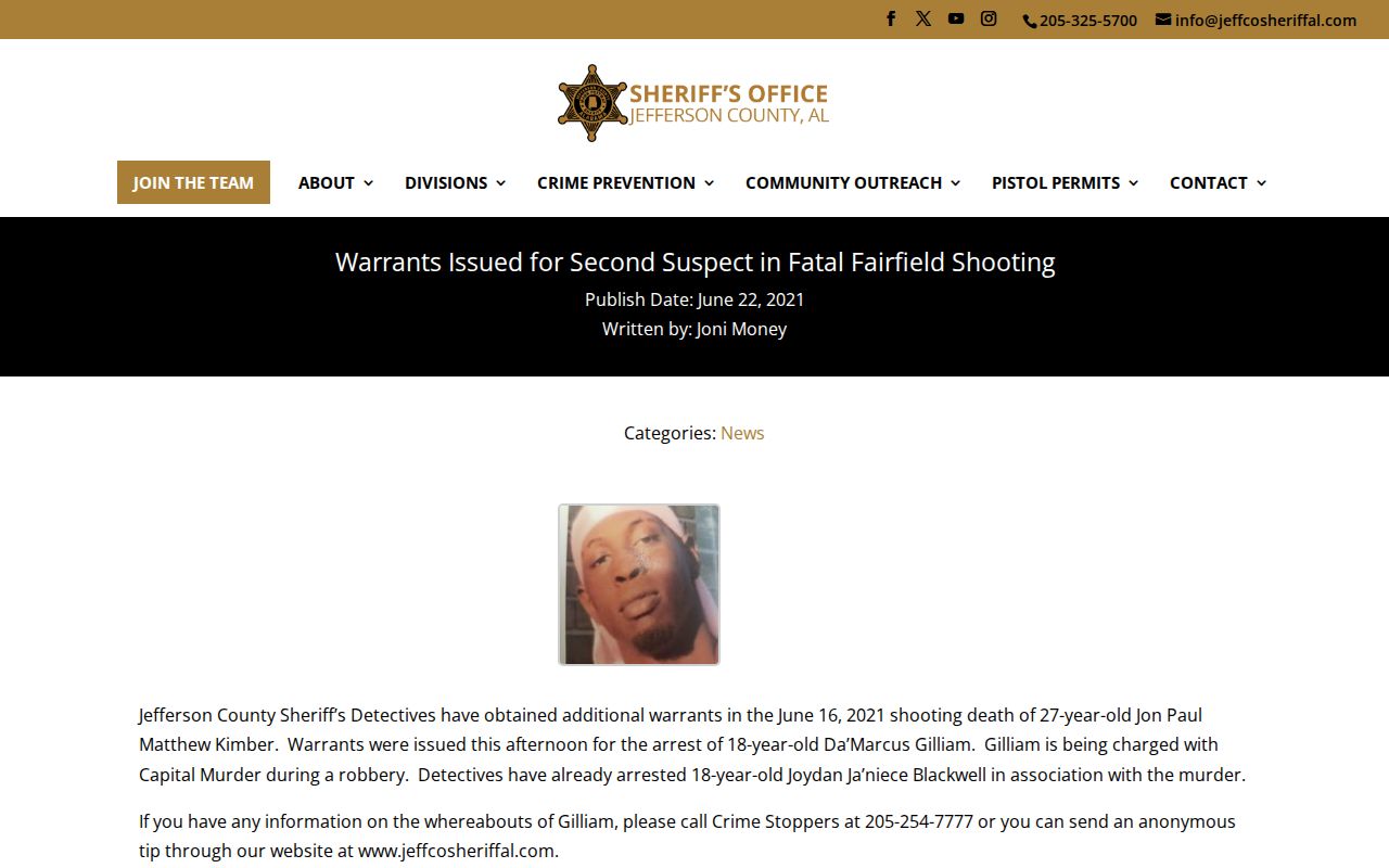 Jefferson County warrant records sheriff warrants page